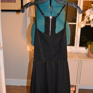 BCBGeneration black strappy party mini dress with cutouts